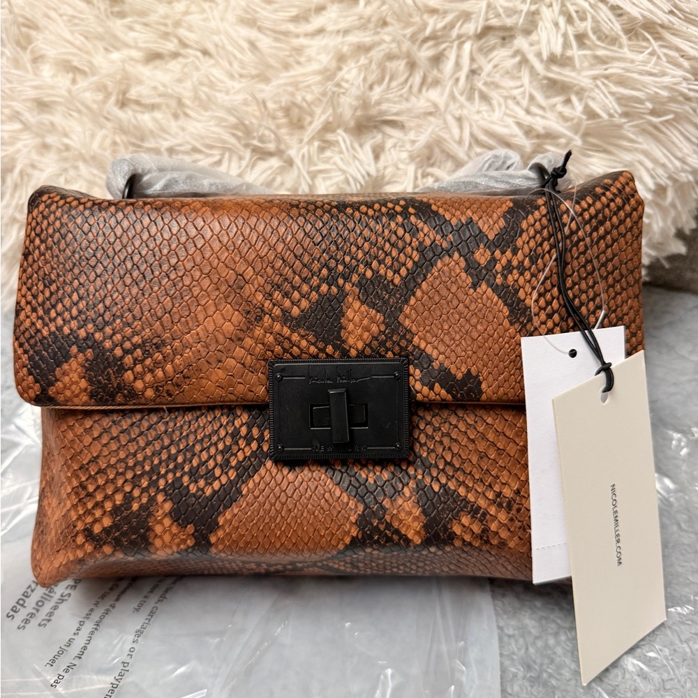 Brown Snake Print Women's Bag - Nicole Miller, NWT